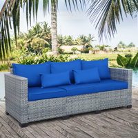 Outdoor Couch Patio 3 Seater Sofa Deep Seat High Backrest Waterproof Cover and Anti-Slip Cushions by Latitude Run