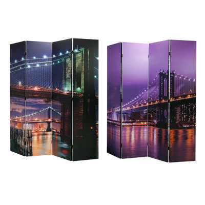 Margerie 63" W x 70" H 4-Panel Canvas Double-Sided Folding Room Divider by Red Barrel Studio