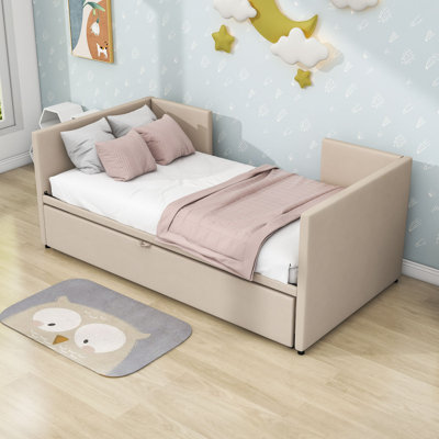 Twin Size Velvet Upholstered Daybed with Twin Size Trundle by Latitude Run