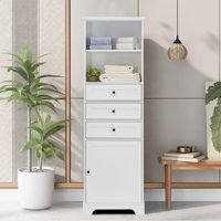 Manylath Freestanding Wooden Storage Linen Cabinet - An Open Shelf, Three Drawers and a Cabinet by Red Barrel Studio