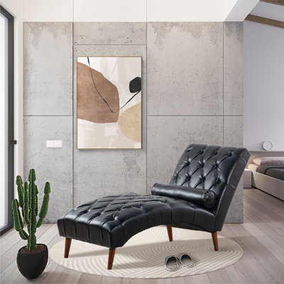 Morril Vegan Leather Chaise Lounge by 17 Stories