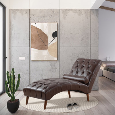 Morril Vegan Leather Chaise Lounge by 17 Stories