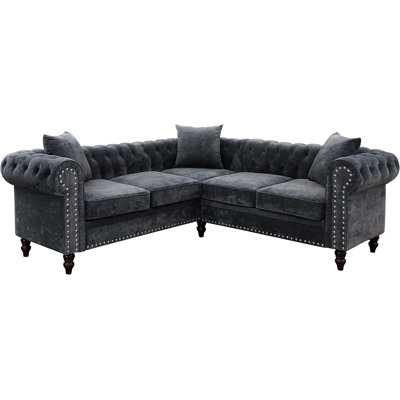 Anibelle 2 - Piece 80" Button Tufted Upholstered Luxury Classic Chesterfield L-Shaped Sofa by House of Hampton