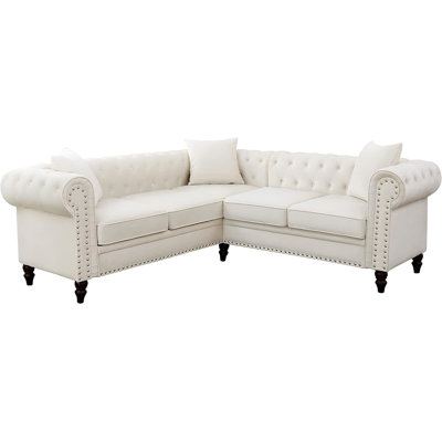 Anibelle 2 - Piece 80" Button Tufted Upholstered Luxury Classic Chesterfield L-Shaped Sofa by House of Hampton
