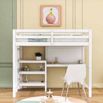 Aboubakar Standard Loft Bed with Built-in-Desk and with Shelves by Harriet Bee by Harriet Bee