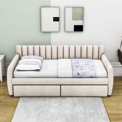 Markar Twin Size Two Drawers Upholstered Daybed