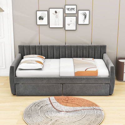 Markar Twin Size Two Drawers Upholstered Daybed by Latitude Run