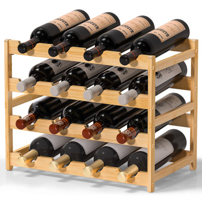 Ariellah 16 Bottle Solid Wood Floor Wine Bottle Rack by Millwood Pines