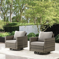 Hansencamp Outdoor PE Wicker Swivel Glide Chair with Cushions by Hokku Designs