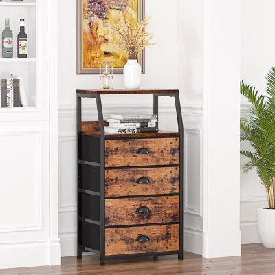 Tall 4 Drawers Dresser, Vertical Storage Tower Fabric Dresser For Bedroom, Hallway, Entryway, Nursery, Closet Organizer, Nightstand Bedside Table Furn