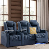 Blosser Leather Home Theater Seating with Cup Holder by Latitude Run