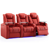 Ahlaya Leather Home Theater Seating with Cup Holder by Latitude Run