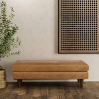 Morrison 49"W Large Upholstered Ottoman with Solid Wood Legs by Simpli Home
