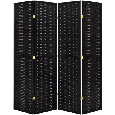 Aromola  4 - Pegboard Panel Folding Screen Room Divider 71"High x 70" Wide by Latitude Run