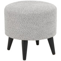 Lakesiha Polyester Chevron Textured Beige Stool with Black Wooden Legs by Corrigan Studio