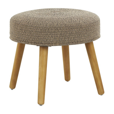 Jaeceon Polyester Chevron Textured Brown Stool with Brown Wooden Legs by George Oliver