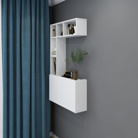 Swanhilde Rectangle Floating Desk with and Cabinet by Ebern Designs