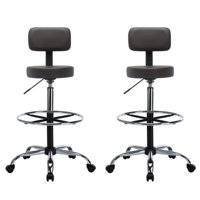 Lamprini Backed Adjustable Height desk Stool with Footring, Pedestal Base rolling stool, Faux leather office stool by Inbox Zero