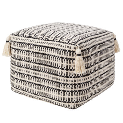 Roderica 18" Wide Square Striped Pouf Ottoman by Bungalow Rose