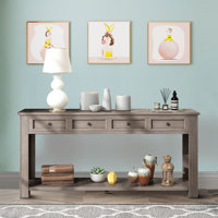 Ameah Classic Wood Console Table with Drawers and Bottom Shelf by Red Barrel Studio