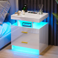 Embert MDF LED Nightstand with Large Open Storage by Wrought Studio