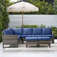Naresa 4 Piece Rattan Sectional Seating Group with Cushions