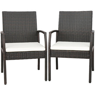 Ladana Wicker Outdoor Dining Armchair with Cushion by Winston Porter