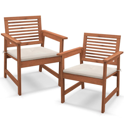 Baras Hardwood Outdoor Dining Armchair with Cushion by Red Barrel Studio
