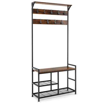 Emilie Steel Hall Tree with Bench and Shoe Storage by 17 Stories