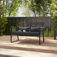 Blas 44.1" Wide Outdoor Wicker Loveseat with Cushions by Wade Logan
