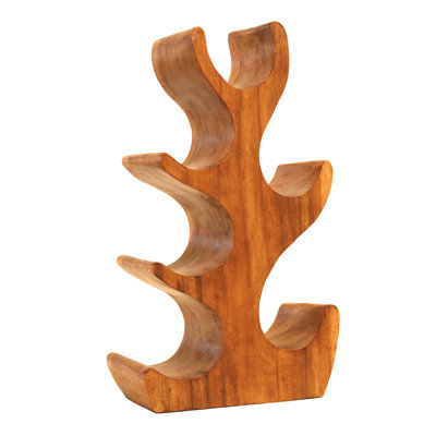 Ghino Wooden Hand Carved 18 Tall 6 Bottles Wine Rack Bottle Holder Free Standing Wood Home Decor Accent Decoration Gift Bar Handmade Art Handcrafted by Loon Peak