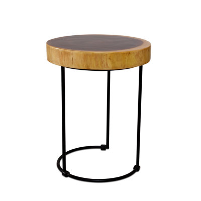 Zukowski 18 Wooden Hand Carved Modern Stool Solid Wood Rustic Handmade Home Decor Night Stand Accent Display Side End Table 08586F5AF77E46AE8E598BF38E by 17 Stories