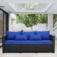 Outdoor Wicker Couch Patio Sofa Deep Seat Height Backrest Waterproof Cover Non-Slip Cushions by Latitude Run