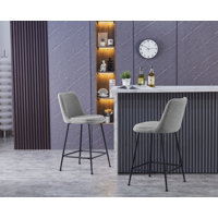 Gwenan 25.39" Fabric Bar Stool with Steel Legs by Ivy Bronx