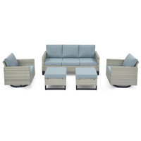 Ingvald 74" Wide Outdoor Wicker Patio Sofa with Cushions by Latitude Run
