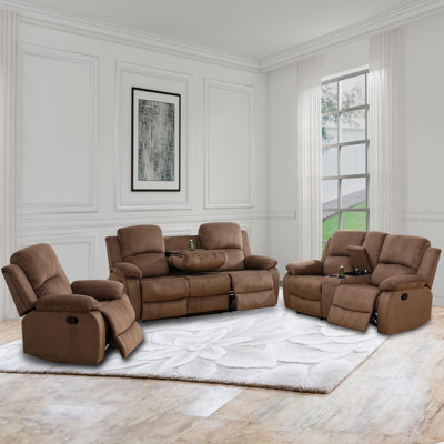 Mariyha 3 - Piece Pillow Top Arm Living Room Reclining Sofa Set by Latitude Run
