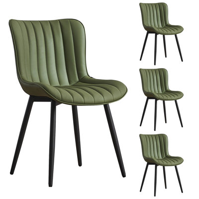 Heitger Faux Leather Upholstered Side Chairs Modern Wingback Dining Chairs with Metal Legs by George Oliver