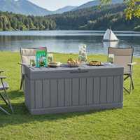 Medjidi 82 Gallon Resin Deck Box, Lockable Patio Outdoor Storage Box by Ebern Designs