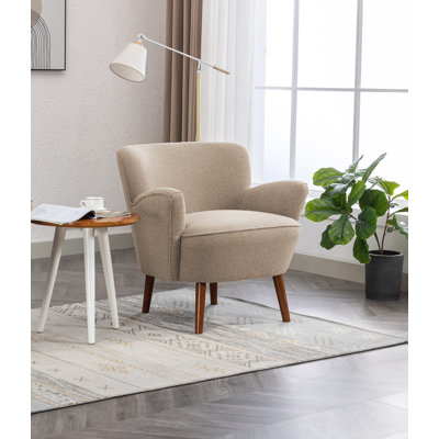 Jeovoni Fabric Accent Chair with Rubberwood Legs by George Oliver