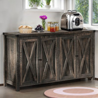 Esai 55.2" Wood Farmhouse Sideboard Buffet Cabinet with Storage & 4 Doors by Laurel Foundry Modern Farmhouse