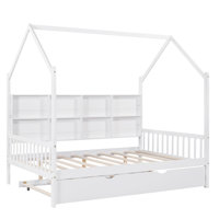 Spahr Noria Wooden Size House Bed with Trundle, Kids Bed with Shelf by Harper Orchard