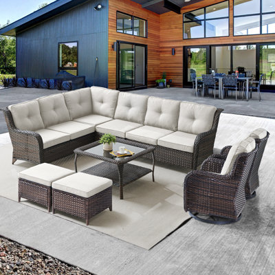 Schutt 8 Person Outdoor Sectional Seating Group with Cushions