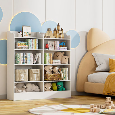 Hartleigh 49" H 5 Tier Kids Bookshelf with 10 Cubes by Harriet Bee