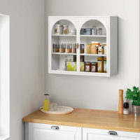 Jellisa 27.56" Kitchen Pantry Glass Doors Wall Cabinet