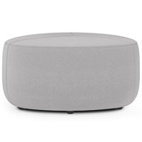 Moore 32"W Large Round Ottoman with Upholstered Seat and Solid Wood Frame, Assembled by Simpli Home