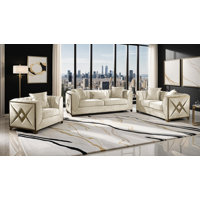 Arron 3 - Piece Velvet Living Room Set by Everly Quinn