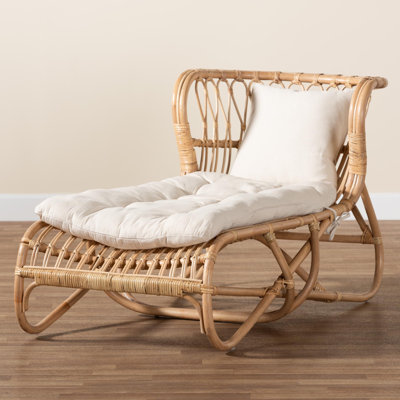 Brayston Upholstered Rattan Chaise Lounge by Bay Isle Home