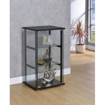 Baizen 3-Shelf Curio Cabinet in Black by Ebern Designs