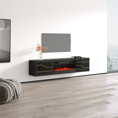 Germar TV Stand for TVs up to 78" with Electric Fireplace Included by Everly Quinn