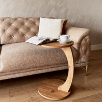 Jermichael C-Shaped Round End Table with Rolling Wheels by George Oliver